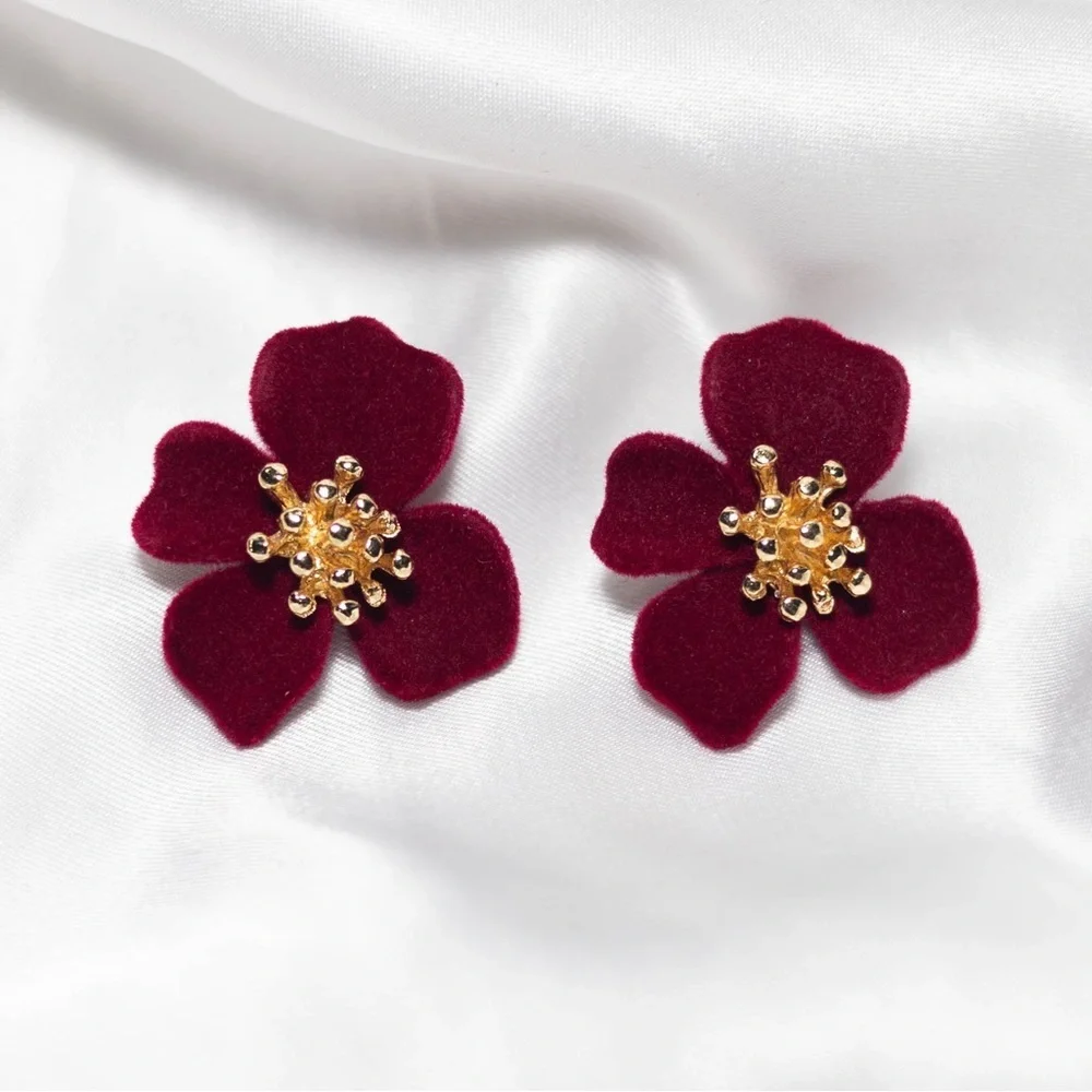 ✨Free People Claret Floral Earrings